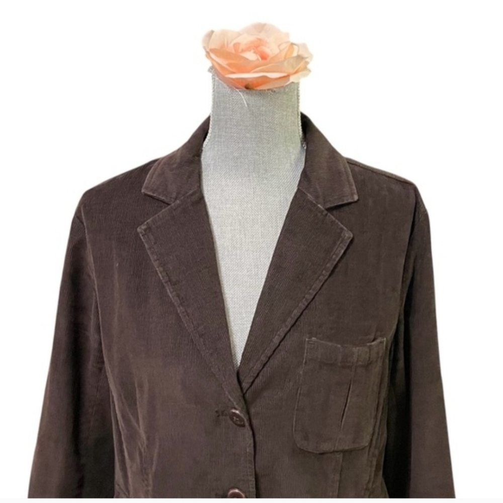 Talbots Chocolate Brown Corduroy Stretch JacketBlazer Sz 14 Excellent Condition - Picture 6 of 11